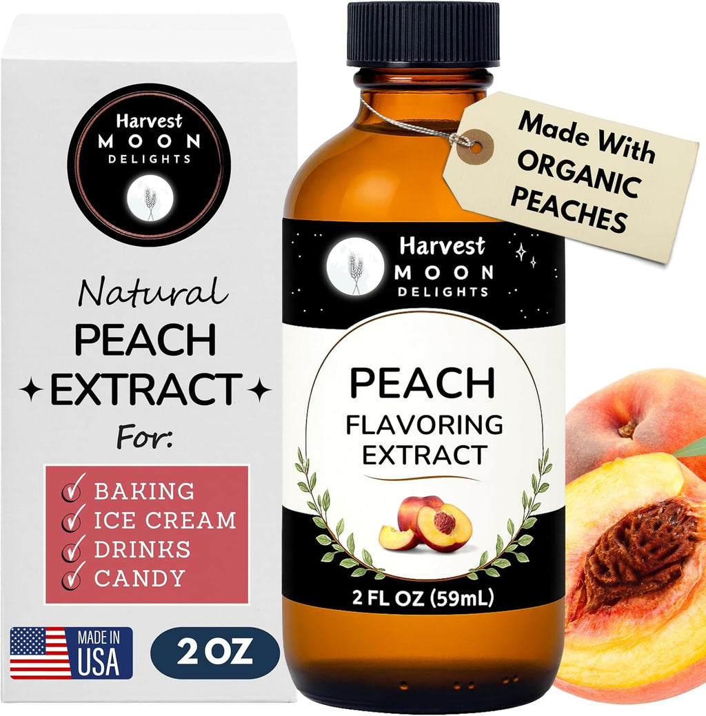 Peach Extract for Baking, Drinks, Ice Cream and Candy - 2 Oz - Harvest Moon Delights - Peach Flavoring, Flavor