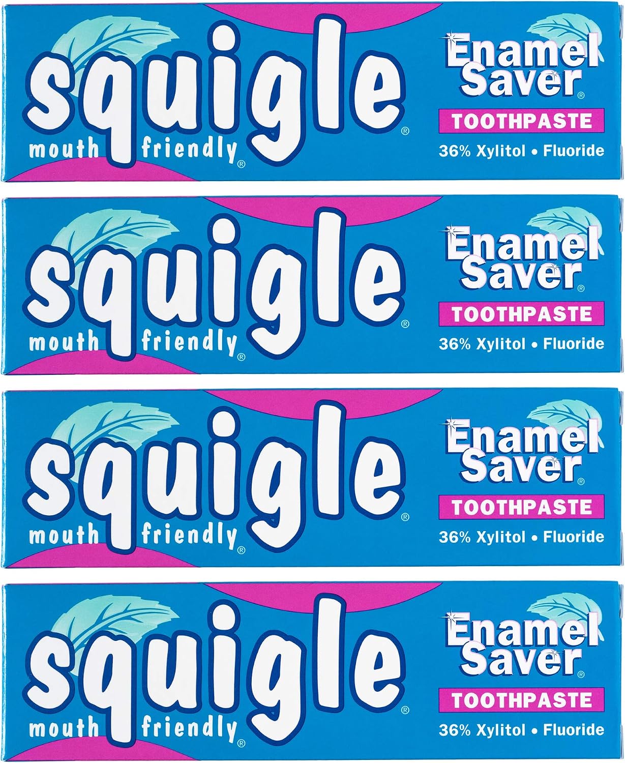 Squigle Enamel Saver Toothpaste (Canker Sore Prevention & Treatment) Prevents Cavities, Perioral Dermatitis, Bad Breath, Chapped Lips - 4 Pack