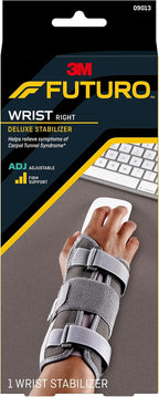 Futuro Futuro Deluxe Wrist Stabilizer, Right Hand, One Size, Gray, Adjustable (09013ENR)