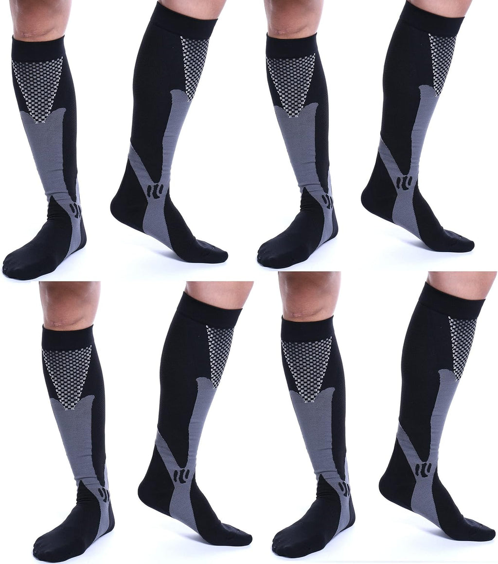 Compression Socks Men Women 20-30 mmHg Athletic Fit Running Medical Pregnancy Flight Travel 4 Pair Christmas Gift