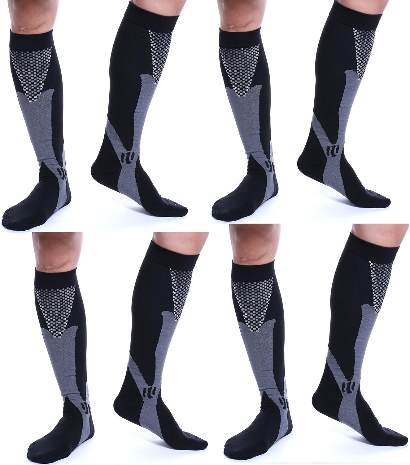 Compression Socks Men Women 20-30 mmHg Athletic Fit Running Medical Pregnancy Flight Travel 4 Pair Christmas Gift