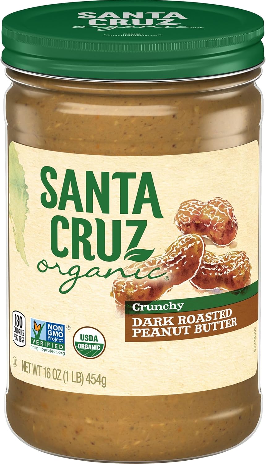 SANTA CRUZ ORGANIC Organic Dark Roasted Crunchy Peanut Butter, 16 OZ