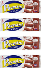 Pavesi: "Pavesini Al Cacao " Light Biscuits Cocoa Taste 8 packs 7 Ounces (200g), pack of 4