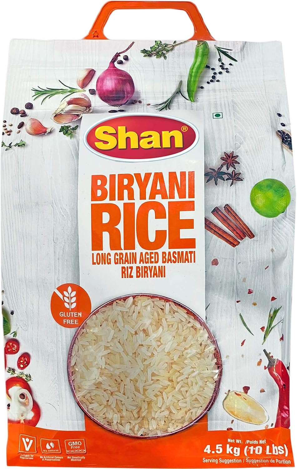 Shan - Extra Long Grain Aged Basmati Biryani Rice (10 Lbs), Premium Grade