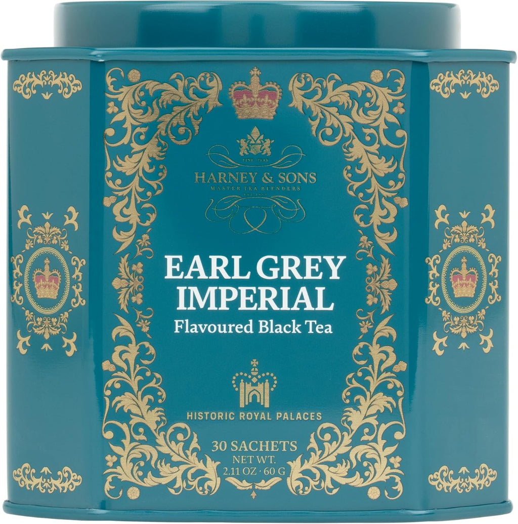 Harney & Sons HRP Earl Grey Tea, 30 Sachets, HRP Earl Grey Imperial (Tin Design May Vary)