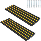 48" Heavy Duty Rubber Curb Ramps (2 Pack) – Low Profile Driveway Ramp with Water Drainage Channel for Cars, SUVs, Trucks – Garage, Sidewalk & Driveway Transition Solution – Black