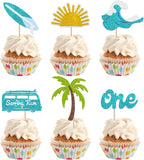Rsstarxi 24 Pack Surfing Theme First Birthday Cupcake Toppers The Big One Party Decorations Surfboard Sport Cupcake Picks for Summer Beach Baby Shower 1st Birthday Party Decorations