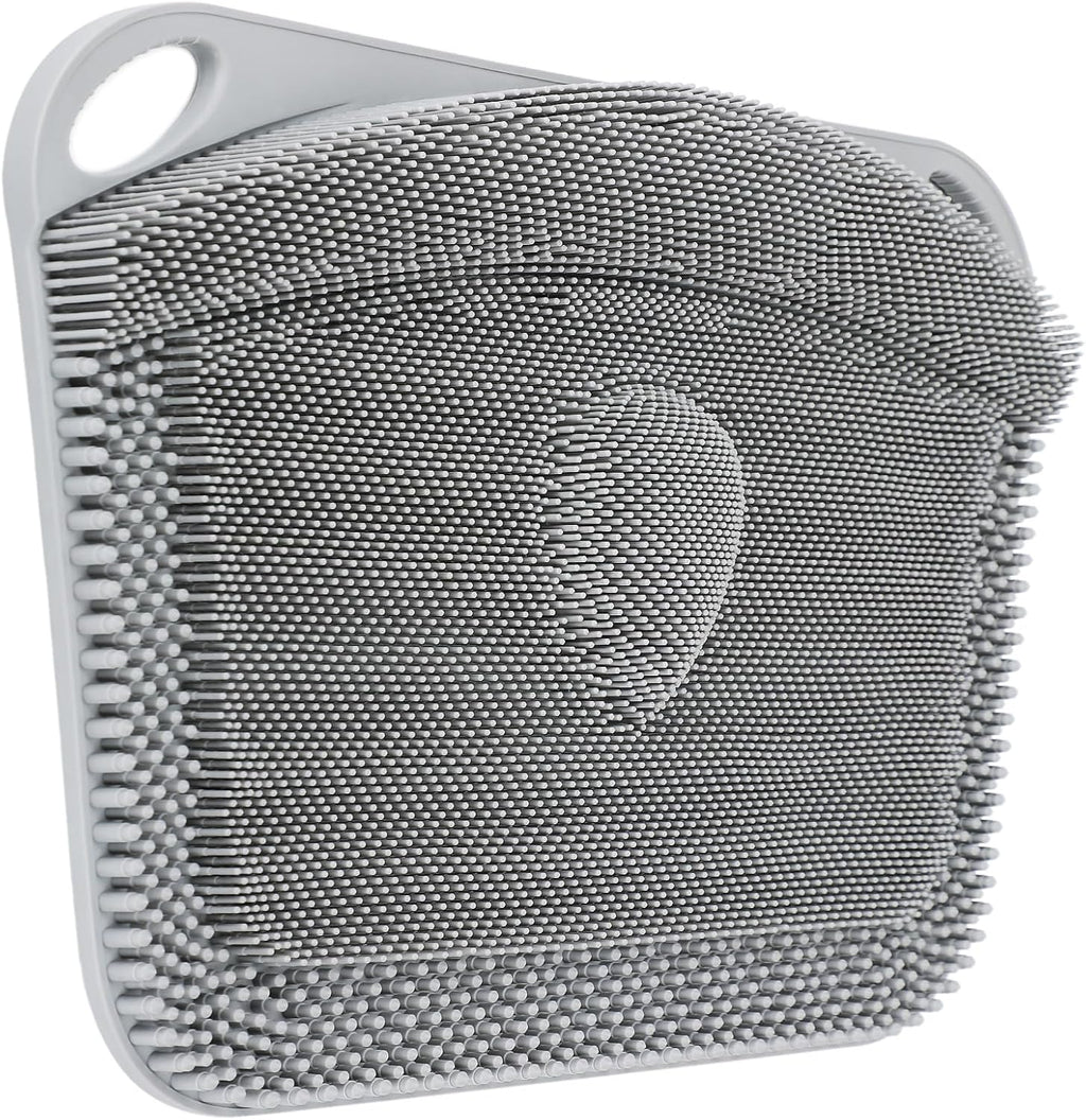 FREATECH Large Shower Foot Scrubber Mat, Silicone Foot Cleaner Brush to Clean, Exfoliate and Massage Feet Without Bending Over, Improve Foot Appearance and Overall Health, Grey - 17.3" x 13"