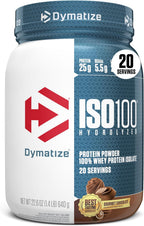 Dymatize ISO100 Whey Protein Powder Isolate, Gourmet Chocolate, 25g of Protein, 20 Servings, 5.5g BCAAs, Less Than 120 Cal., Gluten Free, 1g Fat, 1g Sugar, 2g Carb