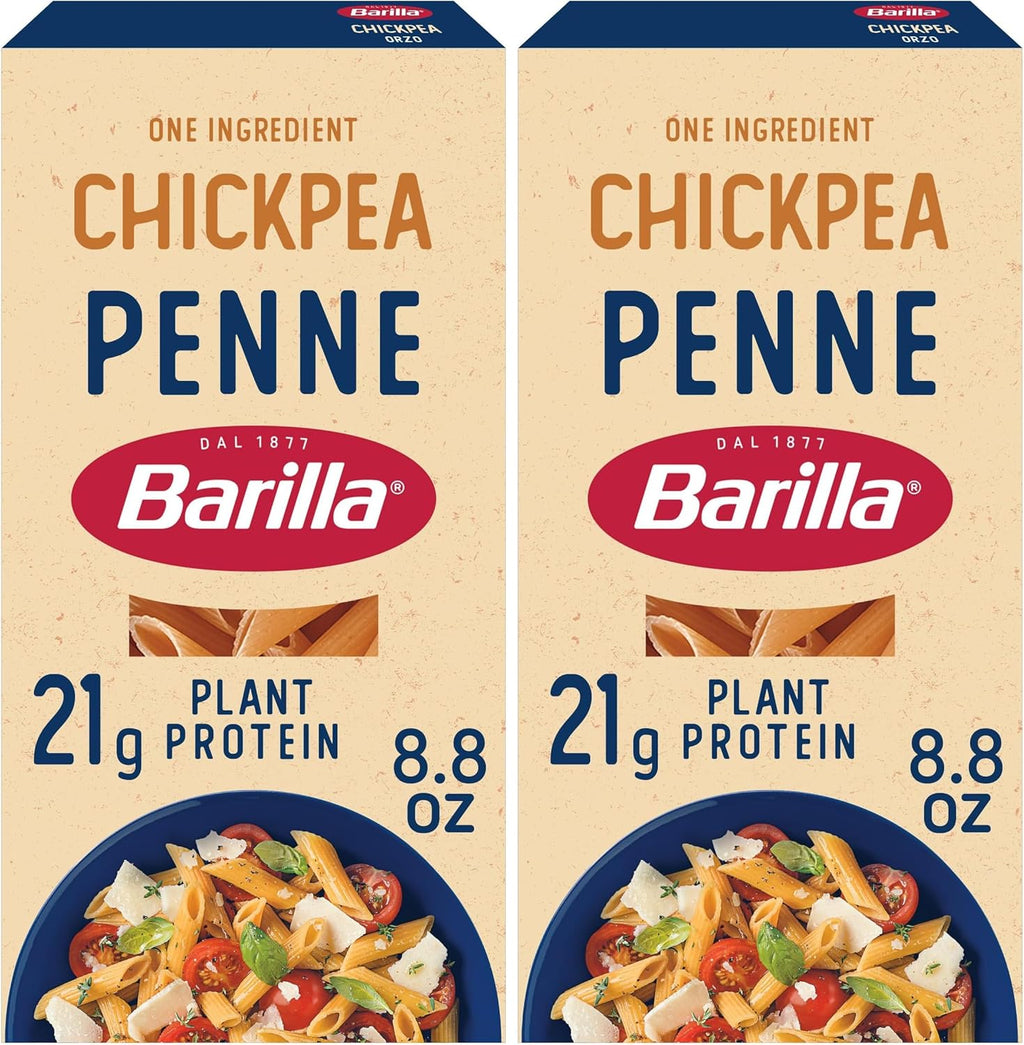 Barilla Chickpea Penne Pasta, 8.8 oz - Vegan, Gluten Free, Non GMO & Kosher - Made with Plant Based Protein (Pack of 2)