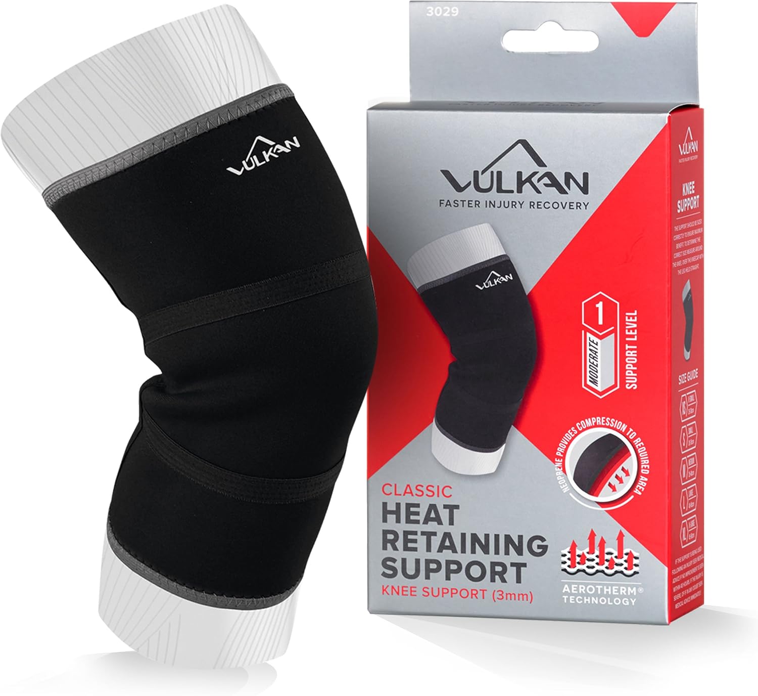 Vulkan Classic Neoprene Knee Support, Black, X-Large