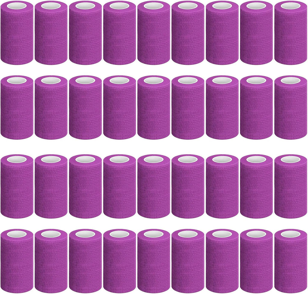 Treela 36 Pcs Self Adherent Bandage 4" X 5 Yard Wrap Breathable Cohesive Bandage Elastic Adhesive Tape for Stretch Athletic Sports Wrist Ankle(Purple)
