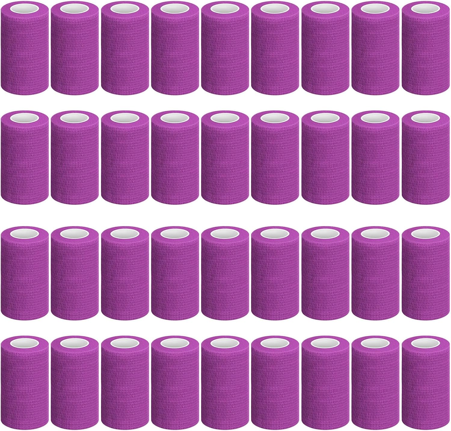 Treela 36 Pcs Self Adherent Bandage 4" X 5 Yard Wrap Breathable Cohesive Bandage Elastic Adhesive Tape for Stretch Athletic Sports Wrist Ankle(Purple)