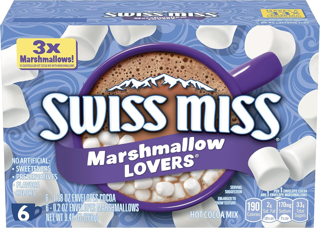 Swiss Miss Marshmallow Lovers Hot Cocoa Mix, Hot Cocoa Bar Supplies, 1.38 oz., 6-Count Envelopes (8 Boxes)