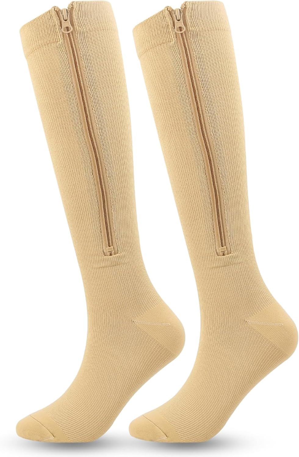 Mealah 15-20mmHg Zipper Compression Socks for Women and Men - Support Knee High Socks for Nurses Travel Athletic