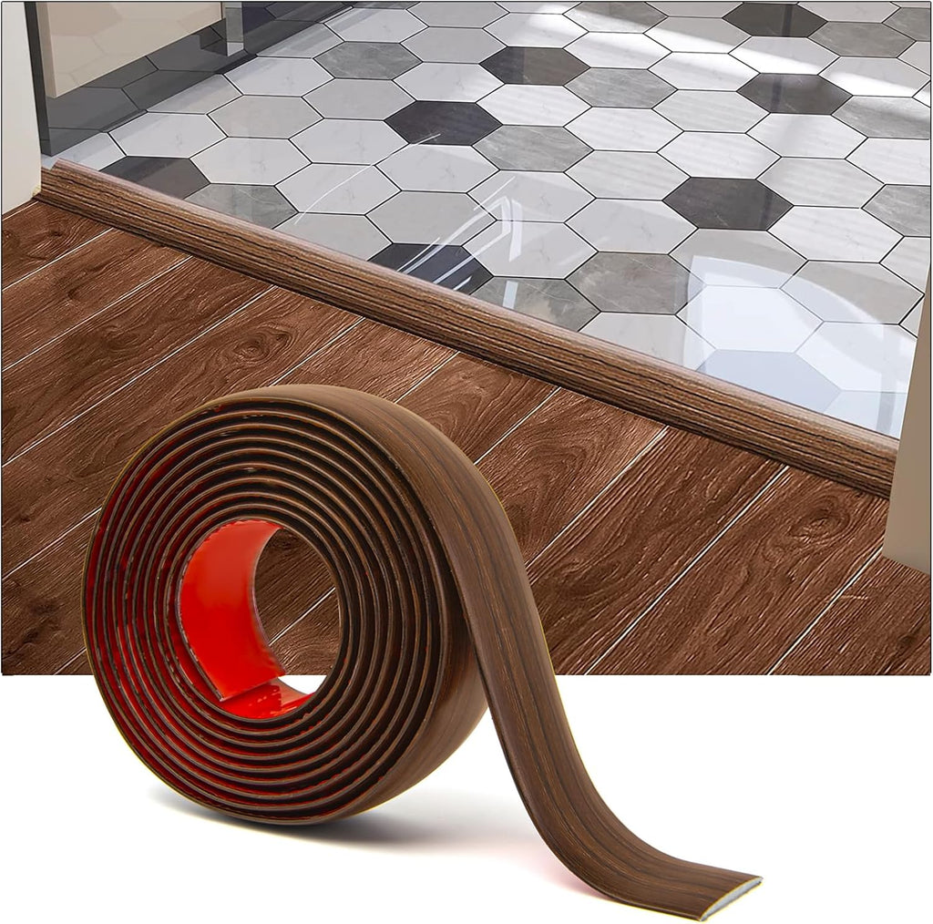 Art3d 4 FT Self Adhesive Vinyl Floor Transition Strip, Laminate Floor Strip Floor Flat Divider Strip for Joining Floor Gaps,Carpet Threshold Transition,Floor Tiles（1.57in, Cherry）