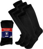 6 Pairs of Diabetic Over The Calf - Knee High Cotton Socks (Black - 6 Pairs, Fit Men's Shoe Size 10-12)