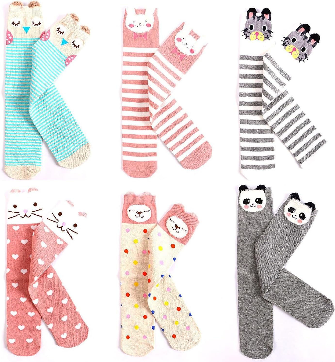 EIAY Shop Kids Cotton Socks Knee High Stockings Cute Cartoon Animals for 3-8 Year Olds