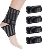 Rbenxia 4 Pieces of Black Elastic Ankle Compression Bandage Adjustable Ankle Strap Heel Brace Wraps Breathable Ankle Band for Stabilising Ligament, Joint Pain, Sport (70 cm)
