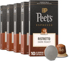 Peet's Coffee, Dark Roast Espresso Capsules, Compatible with Nespresso Original Machine, 100% Arabica Coffee - Ristretto Intensity 10, 50 Count (5 Boxes of 10 Espresso Capsules)