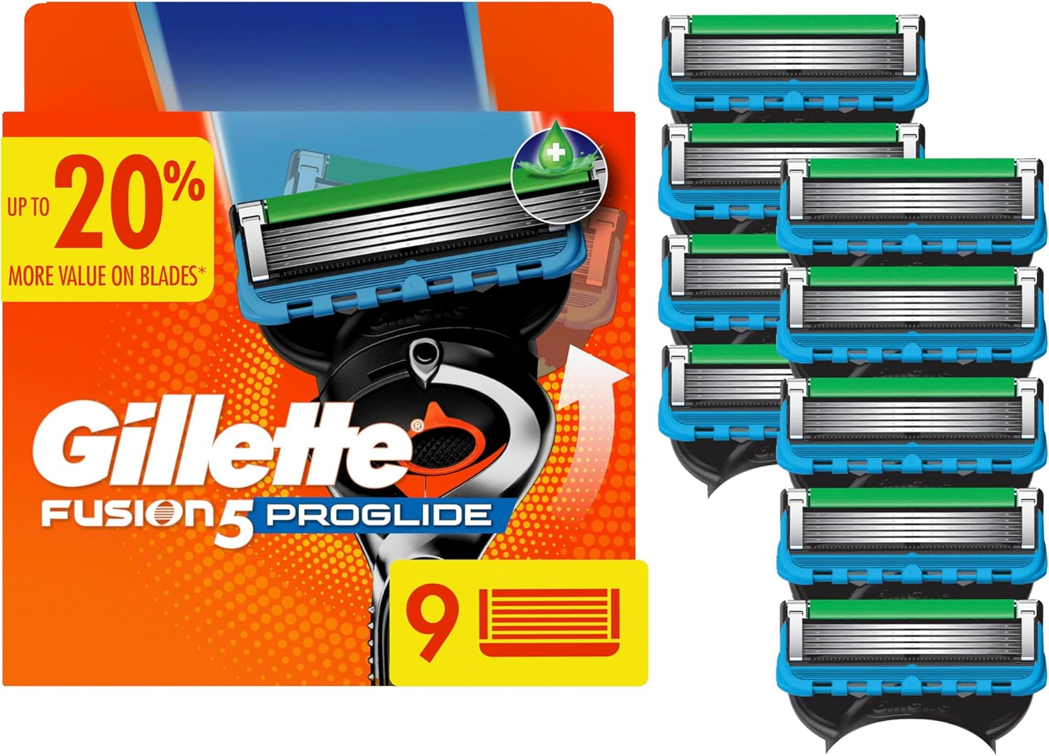 Gillette Fusion5 ProGlide Razor Blades for Men, 5-Blade Razor Refills, 9 Count