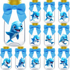 Ethisa Small 12 Pack Dolphin Party Favors - DIY Candy Jars with Ribbons and Stickers - Party Decoration Bottles for Birthday, School Classroom, and Baby Shower - Dolphin Table Centerpiece for Kids