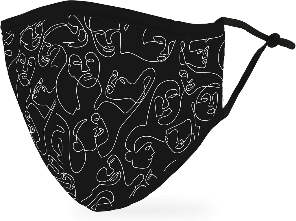 WEDDINGSTAR 3-Ply Adult Washable Cloth Face Mask Reusable and Adjustable with Filter Pocket - Many Faces