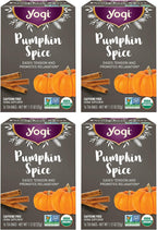 Yogi Tea Pumpkin Spice Tea - 16 Tea Bags per Pack (4 Packs) - Limited Edition Organic Pumpkin Spice Tea Bags - Perfect for the Holidays - Includes Cinnamon Bark, Cardamom Pod, Nutmeg Kernel & More