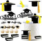 Graduation Cake Toppers - Graduations Cap Diploma Balls Congrats Grad Cake Decorations for 2026 High School College Senior Graduation Supplies