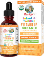 MARYRUTH'S USDA Organic Vitamin D Drops | Vitamin D3 Liquid | Sugar Free | Liquid Vitamin D Drops Immune Support for Infants & Toddlers | VIT D3 | Gluten Free | Non-GMO | 90-150 Servings