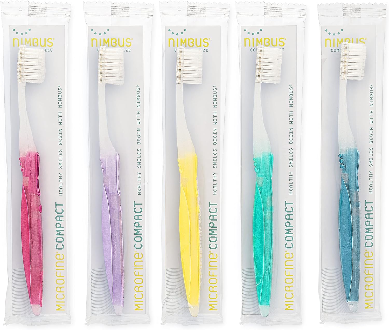NIMBUS Extra Soft Toothbrushes (Compact Head), Periodontist Design Tapered Bristles for Sensitive Teeth and Receding Gums, Individually Wrapped Plaque Remover Travel Toothbrush (10 Pack, Colors Vary)