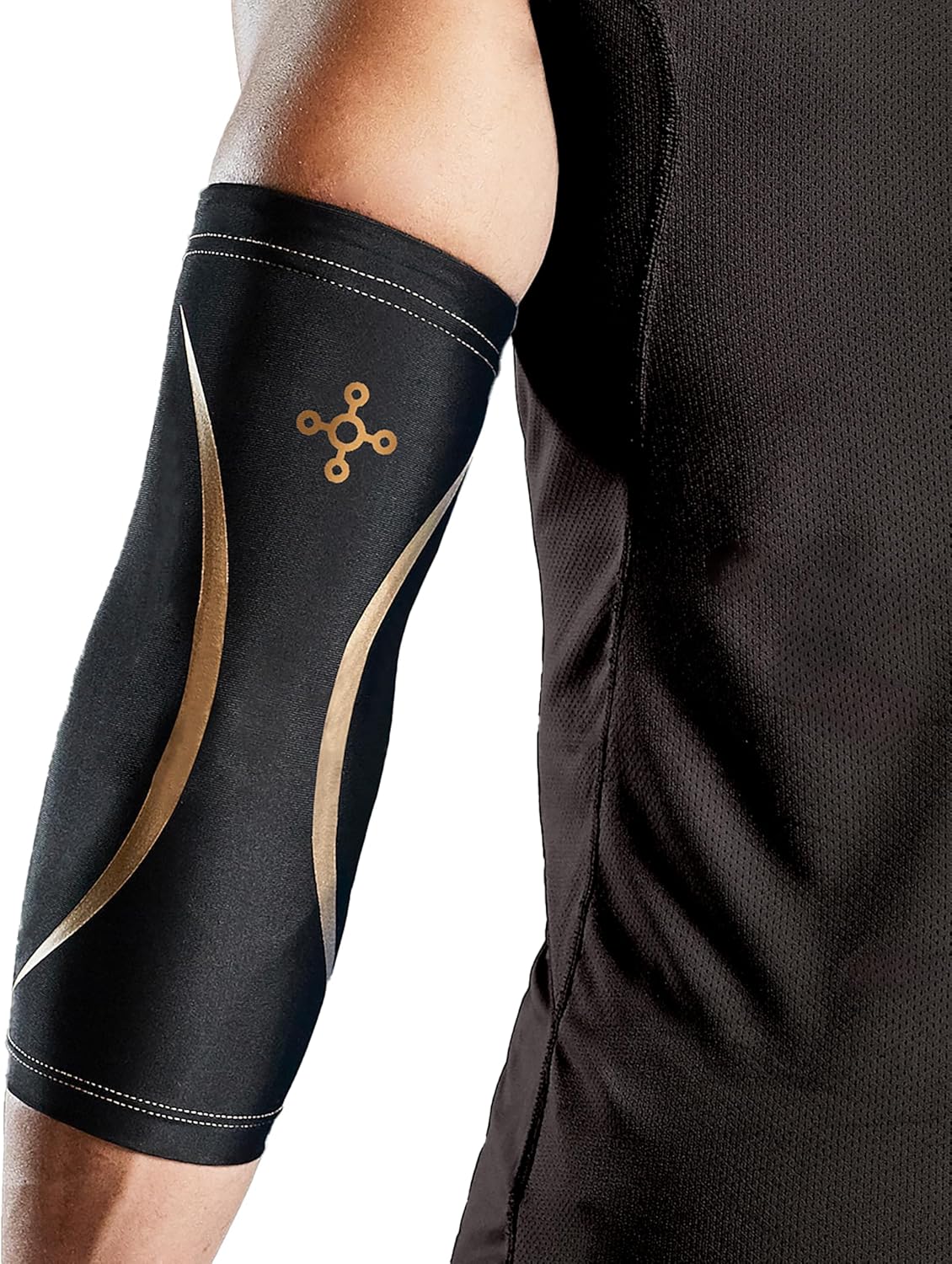 Tommie Copper Elbow Compression Sleeve (S/M, Black), 15-20 mmHg, 4D Stretch & Non-Slip Fit for Targeted Support, Patented Copper Znergy Fabric, Anti-Odor Benefits, Breathable Design