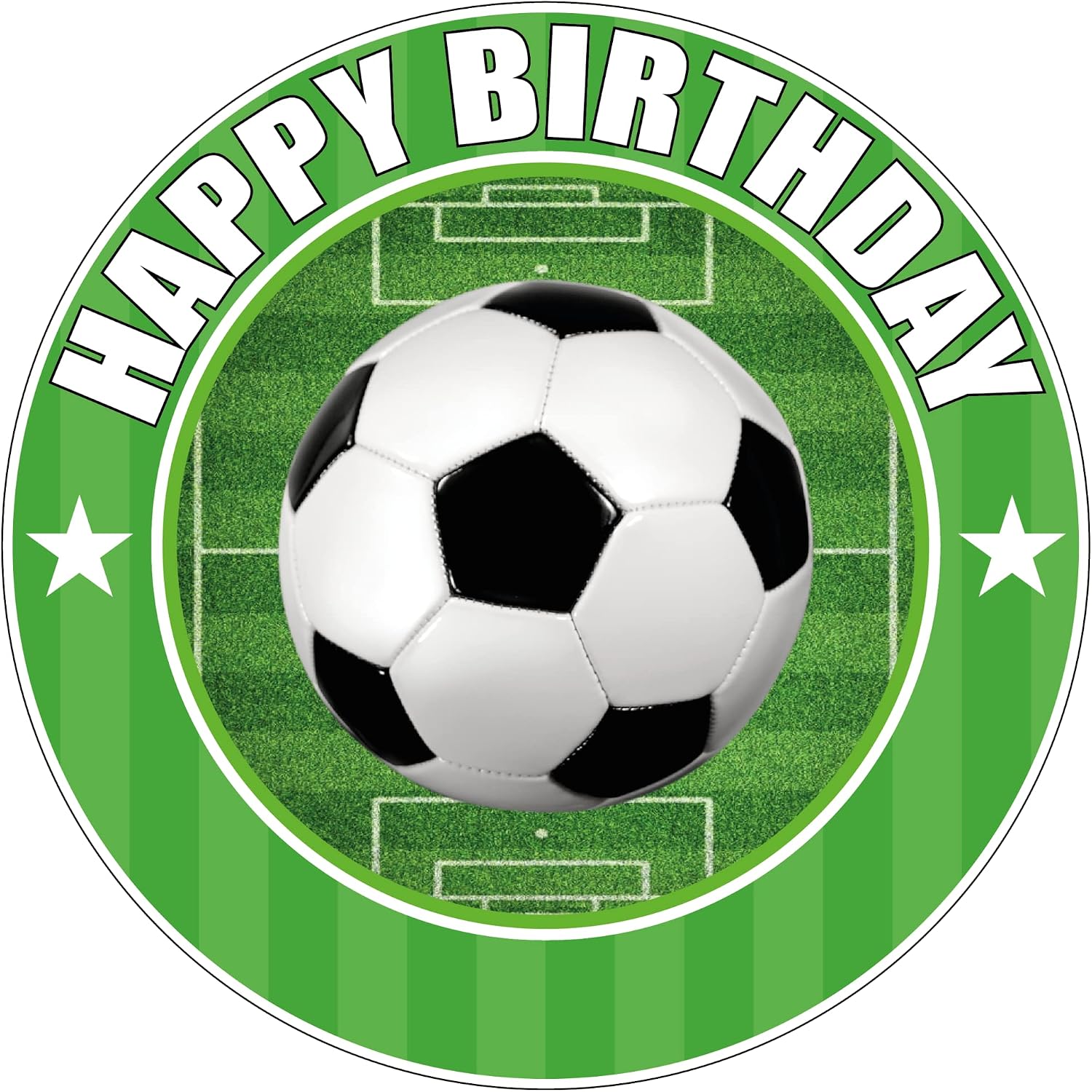 7.5 Inch Soccer Ball Cake Topper – Round Edible Birthday Cake Decorations, Happy Birthday Cake