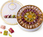 Zaitoune Turkish Delight Mix - 22 oz | Luxury Coatings of Pomegranate, Pistachio, Coconut, Kataifi & Rose | Authentic Lokum Sweet Assortment in a Beautiful Gift Tin | Handmade & Individually Wrapped