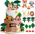 Woodland Animals Cake Topper with Fox Raccoon Hedgehog Rabbit Mushroom for Woodland Themed Birthday