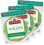 Toufayan Spinach Tortilla Wraps – 3 Pack, 18 Total (9” Wraps) | Soft, Pliable, Vegan, Kosher | Perfect for Sandwiches, Burritos & Meal Prep