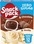 Snack Pack Zero Sugar Chocolate and Vanilla Flavored Pudding Cups, 3.25 oz., 12-Count Family Pack