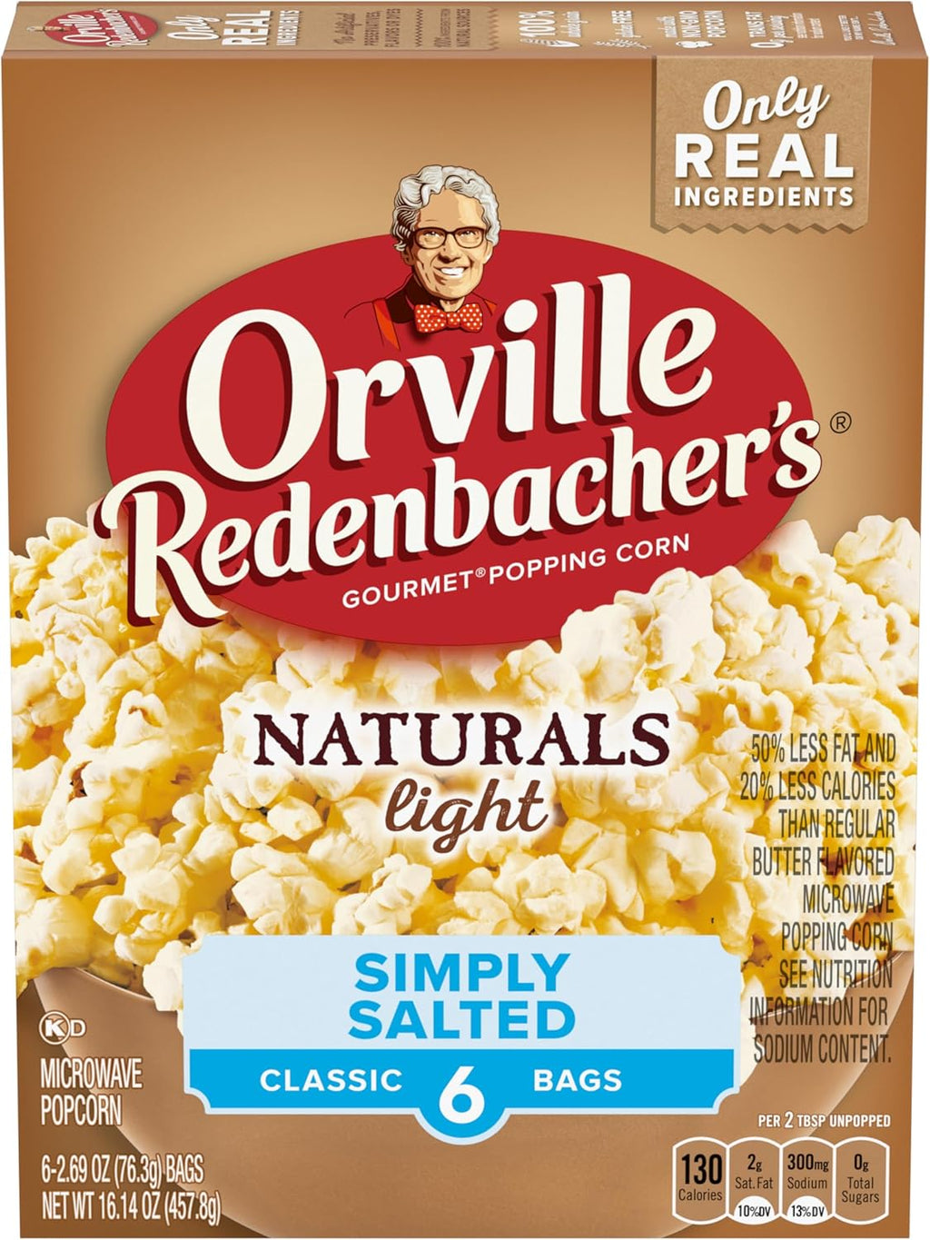 Orville Redenbacher’s Microwave Popcorn, Naturals Light Simply Salted Popcorn, 3g Fiber Per Serving, 2.7 oz., 6-Count