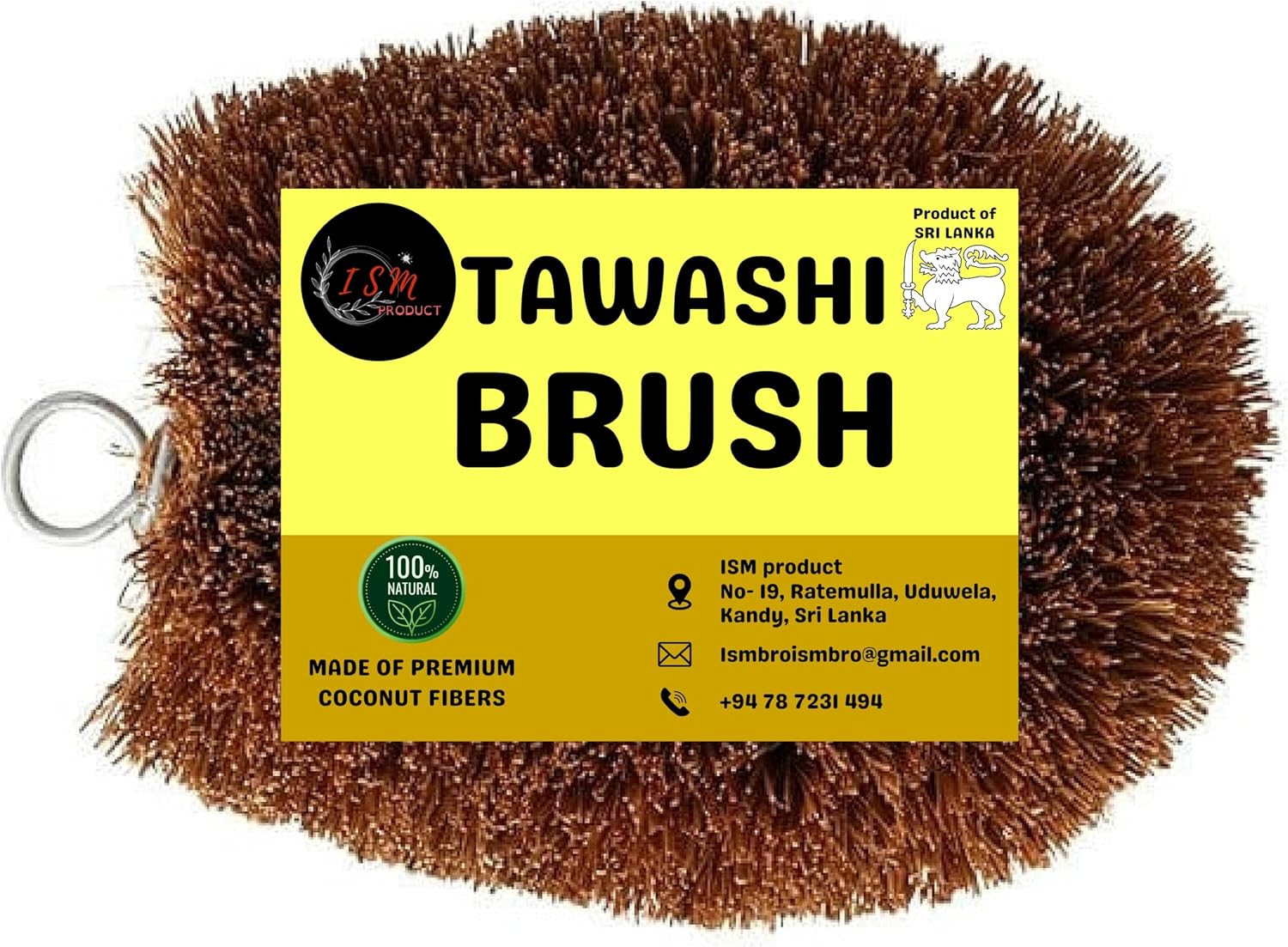 Tawashi Vegetable Brush - Natural Coconut Coir Fiber Kitchen Scrubber - Eco-Friendly Fruit & Veggie Scrub Brush for Cleaning Produce, Pots and Pans - Authentic Sri Lankan Design, Plastic-Free