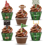Hooqict 48 Pack Football Cupcake Toppers and Wrappers Football Cupcake Decorations Game Day Party Supplies Cupcake Picks for Sports Theme Birthday Party Decorations