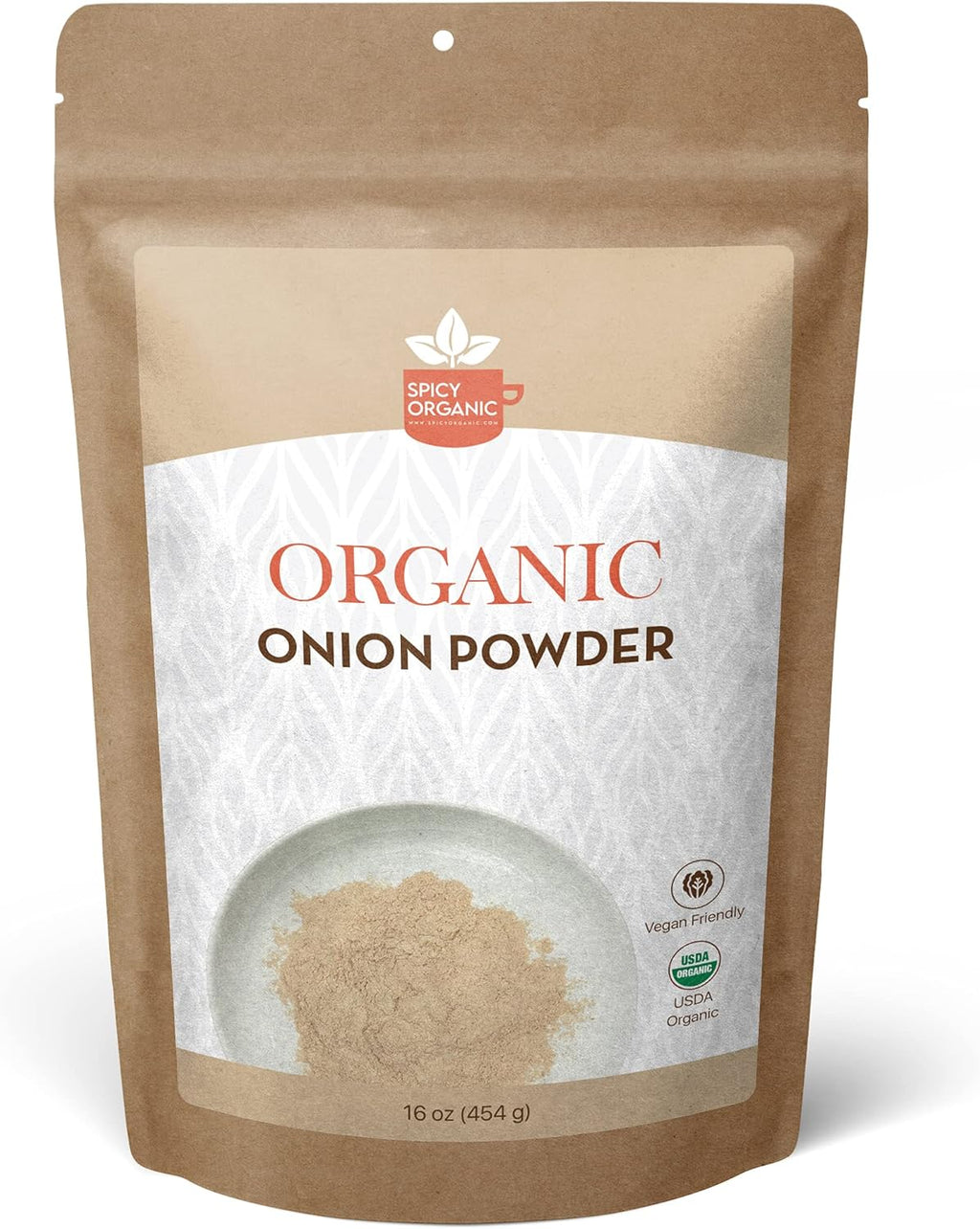 SPICY ORGANIC Onion Powder – 16 oz. – Certified USDA Organic - Non-GMO - White Onion Powder Seasoning for Dressings, Dips, Casseroles, Meat, Poultry, Baking, Sauces, Gravies, and Flavoring for Snacks