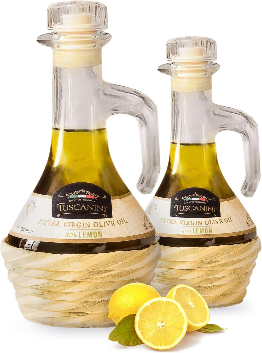 Tuscanini Lemon Infused Extra Virgin Olive Oil 250mL (2 Pack), Imported from Italy, Cold-Pressed, Luxurious Taste, All Natural, Non GMO, Premium Extra Virgin Olive Oil with Lemon