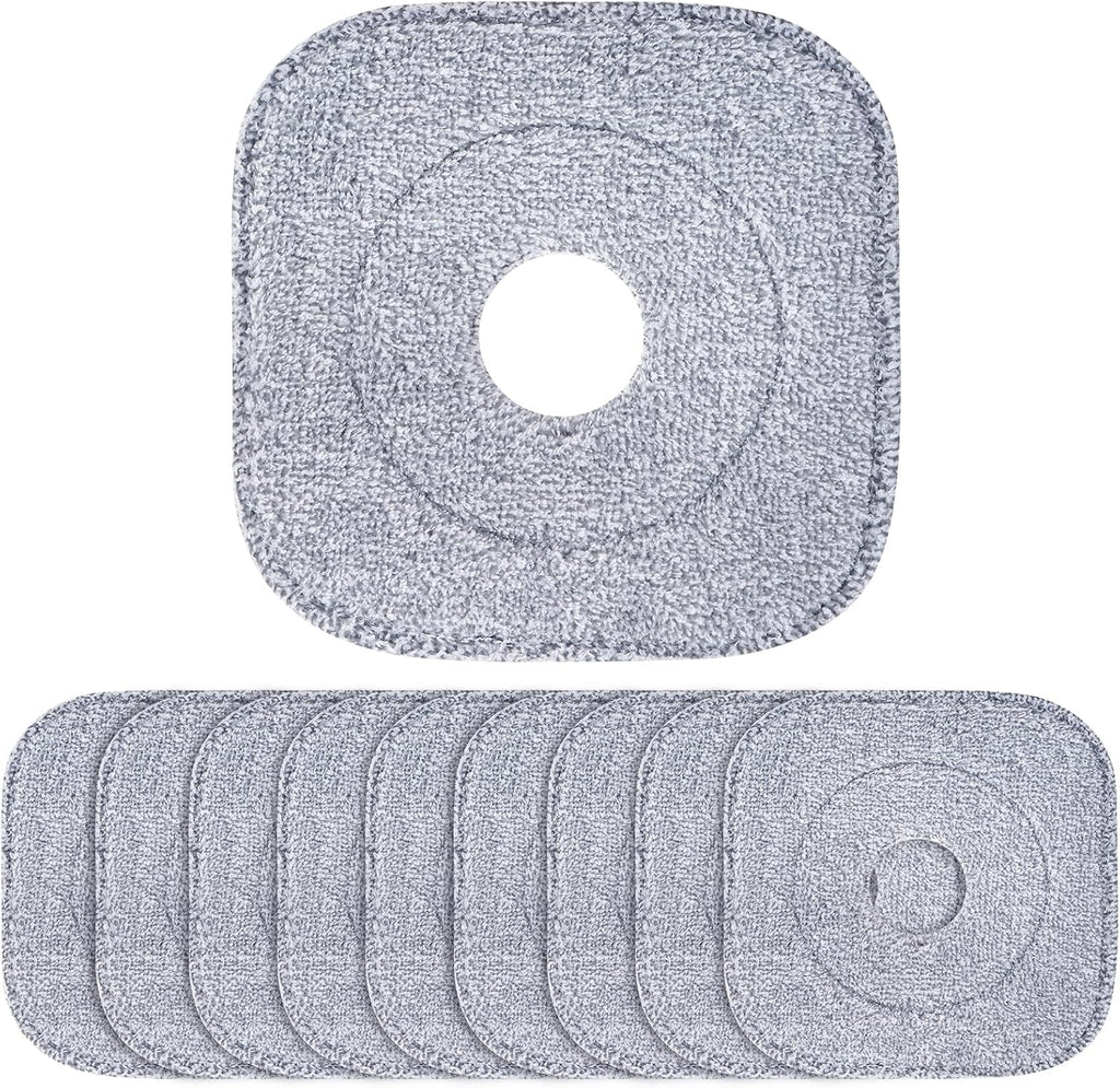 10 Pack 8.6" Square Microfiber Mop Pads Refills, Machine Washable, Highly Absorbent, Compatible with for True & Tidy Spin Mop and Most Square Spin Mops & Bucket