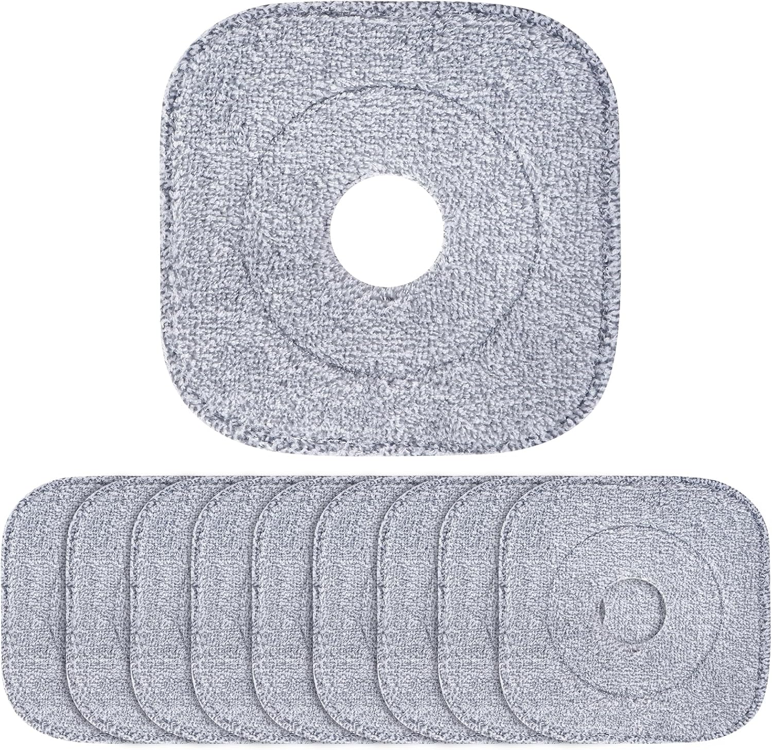 10 Pack 8.6" Square Microfiber Mop Pads Refills, Machine Washable, Highly Absorbent, Compatible with for True & Tidy Spin Mop and Most Square Spin Mops & Bucket