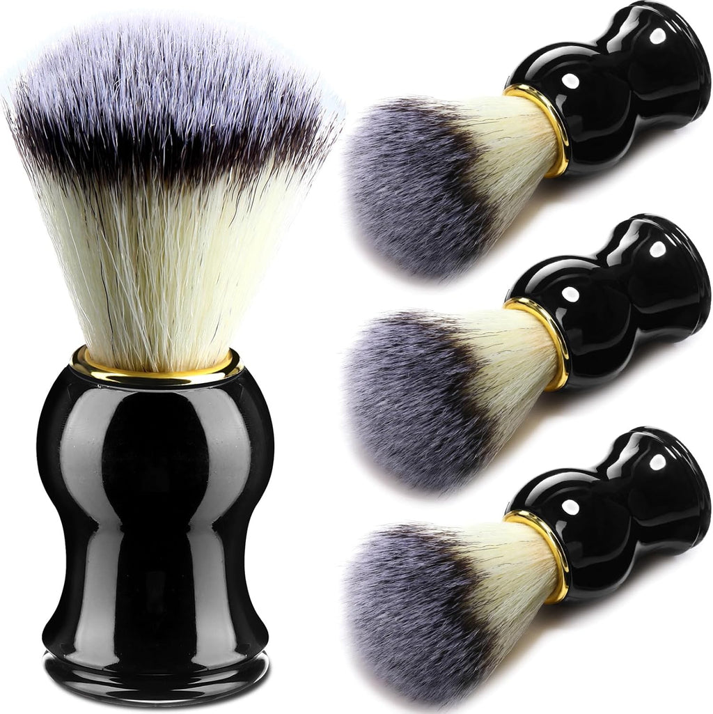 Patelai 4pcs Shaving Brush for Men Hand Crafted Shaving Brush for Wet Shave Using Shaving Cream Premium Quality Hair Bristle Bamboo Black Handle Shave Brush for Bearded Man Father Boyfriend Gifts