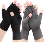 2 Pairs Arthritis Gloves for Women for Pain, Compression Gloves for Carpal Tunnel Relief, Rheumatoid Osteoarthritis, Fingerless Gloves for Women and Men, Typing (Pure Black + Grey, Medium)