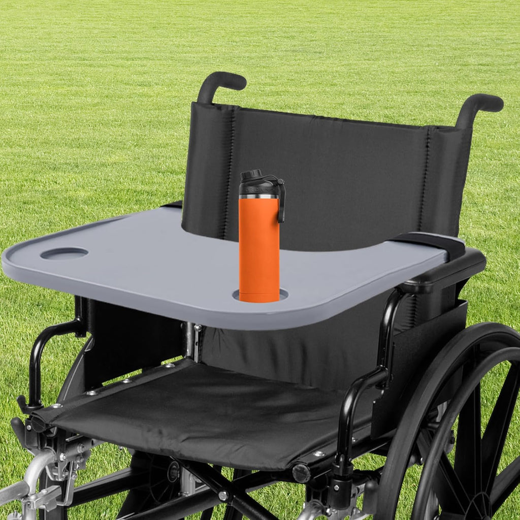 Foldable Wheelchair Tray Table with Cup Holders Wheelchair Lap Desk for Adults, Seniors Eating Reading Resting