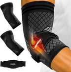 CAMBIVO 2 Elbow Sleeves and 1 Tennis Elbow Strap Set, Targeted Counterforce Compression for Tennis & Golfer's Elbow Relief, Adjustable Arm Support Kit for Tendonitis, Heavy Lifting and Workout