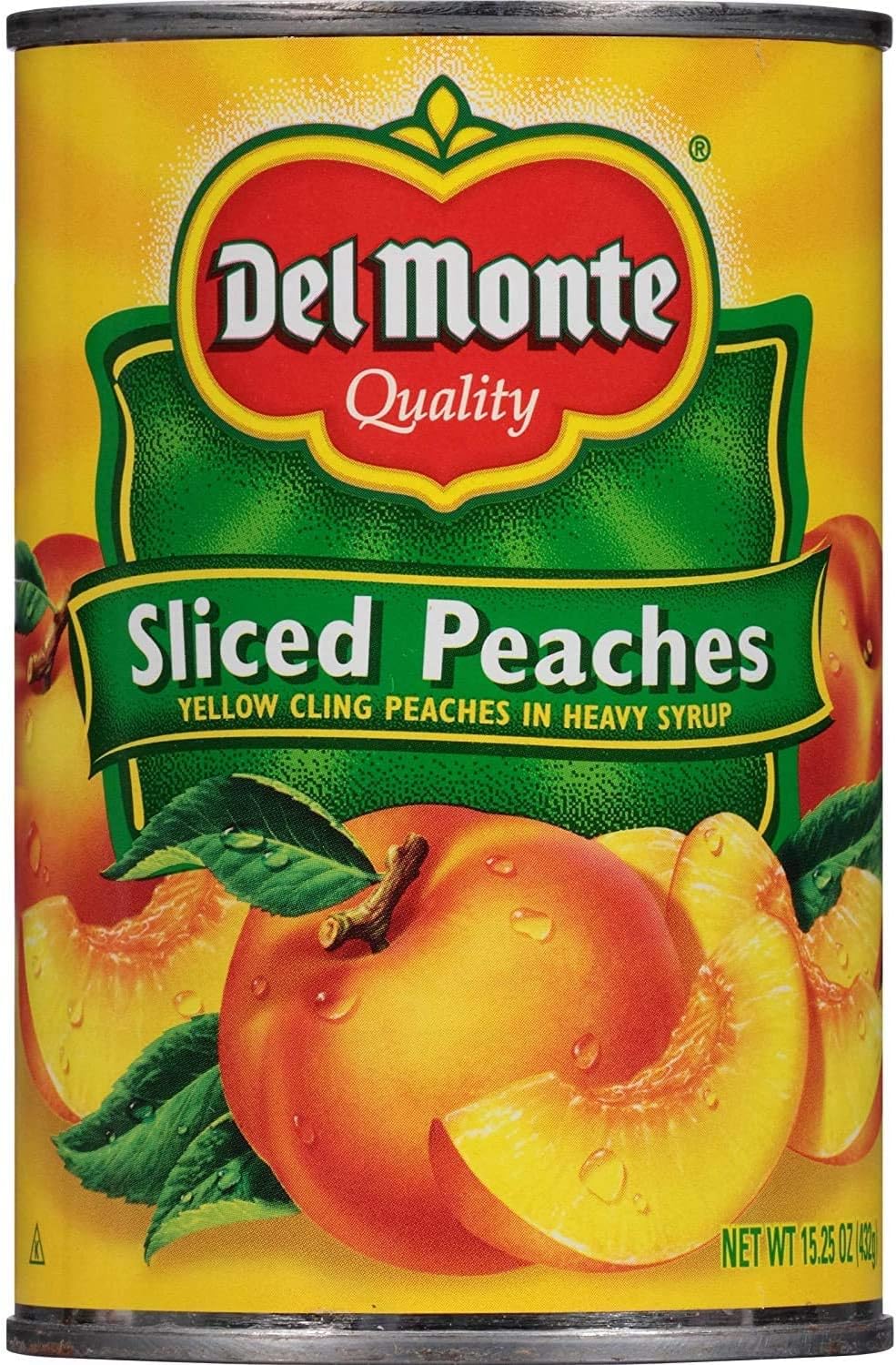 Del Monte (2 Cans) Del Monte Sliced Peaches, Canned Fruit, 15 oz per Can. Total 30 Ounces.DEL Monte Yellow Cling Sliced Peaches in 100% Juice