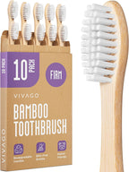 VIVAGO Firm Toothbrushes for Adults - 10 Pack - BPA Free Hard Bristle Toothbrush Firm - Bamboo Toothbrushes Hard